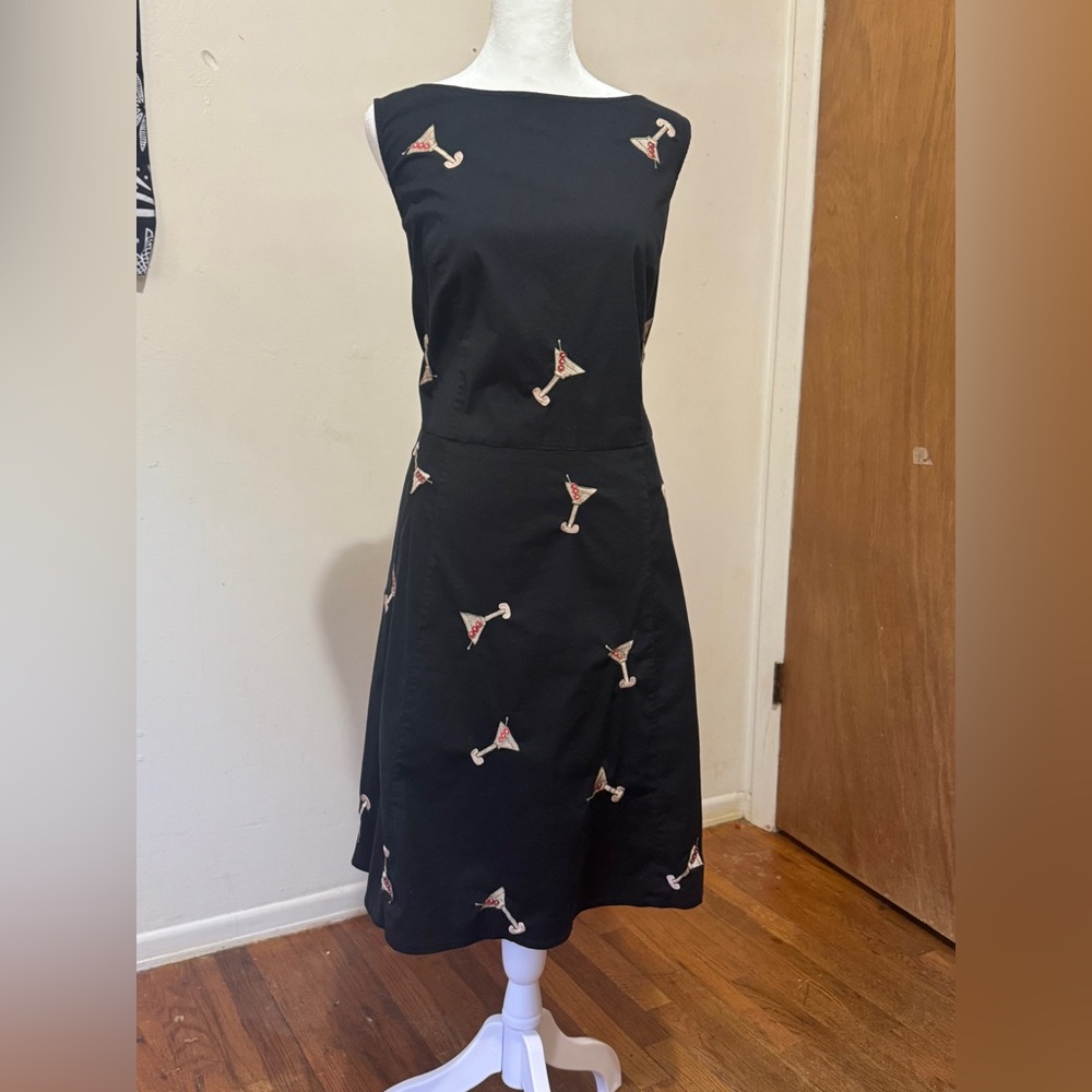 eShakti Black Midi Dress with Cocktail Design